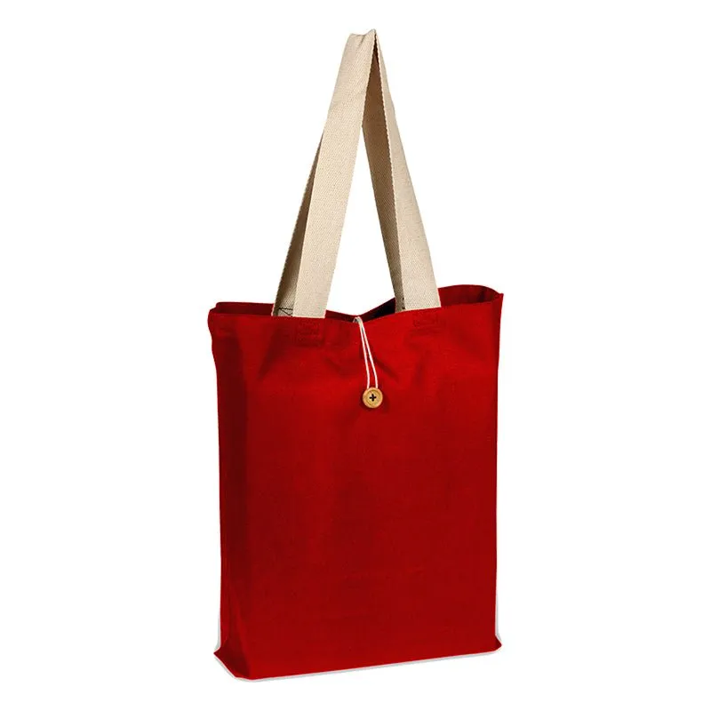 100% Cotton Colored Button-Up Canvas Tote with Natural Handles