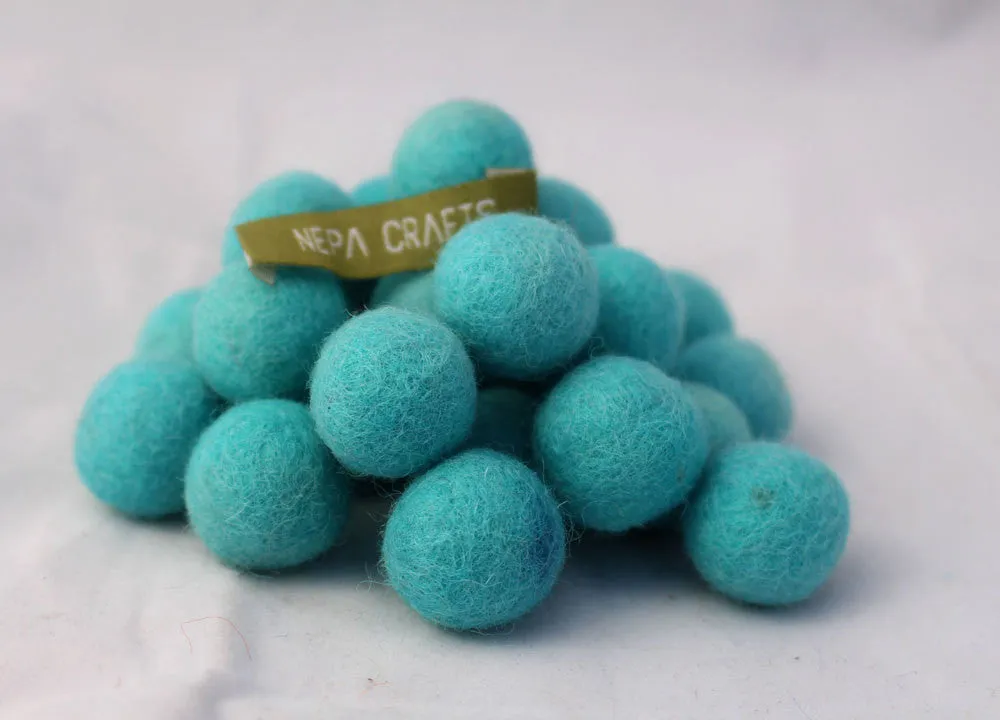 2 cm/20mm Felt Balls-White, Green,Gray, Turquoise, Purple