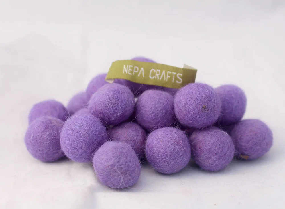 2 cm/20mm Felt Balls-White, Green,Gray, Turquoise, Purple