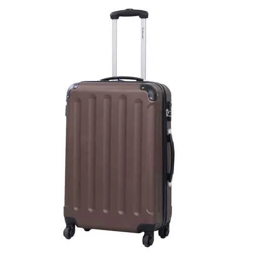 3 Pcs GLOBALWAY Luggage Trolley Case Set Brown