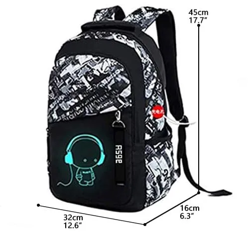 Asge School Backpack for Boys Print Backpack Teenagers Nylon Large School Bag Outdoor Reflective Daypack