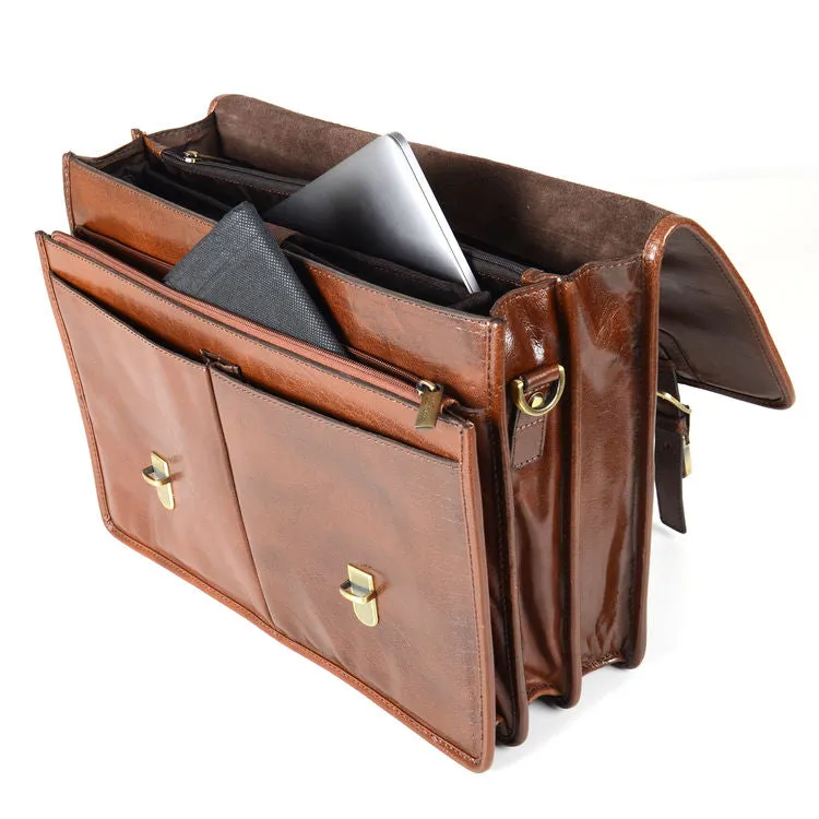 Ashwood Chelsea Range Brown Leather Gareth Briefcase