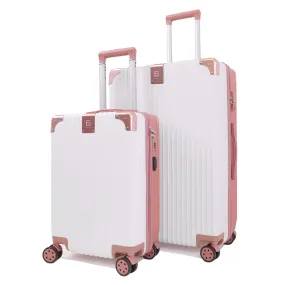 Berlin Luggage Hardshell Suitcases Set of 2 with Cover - Rose Gold and Cream