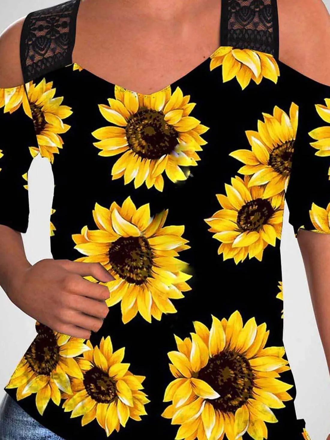 Bohemian Style Sunflower Print Top