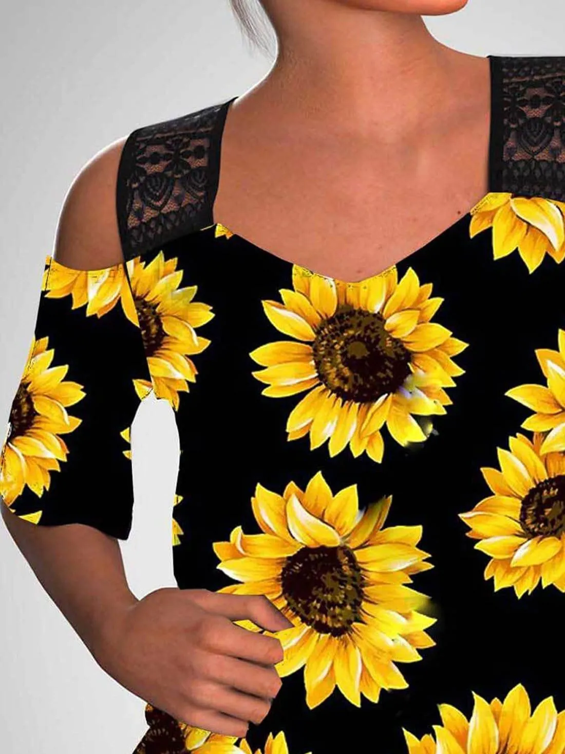 Bohemian Style Sunflower Print Top