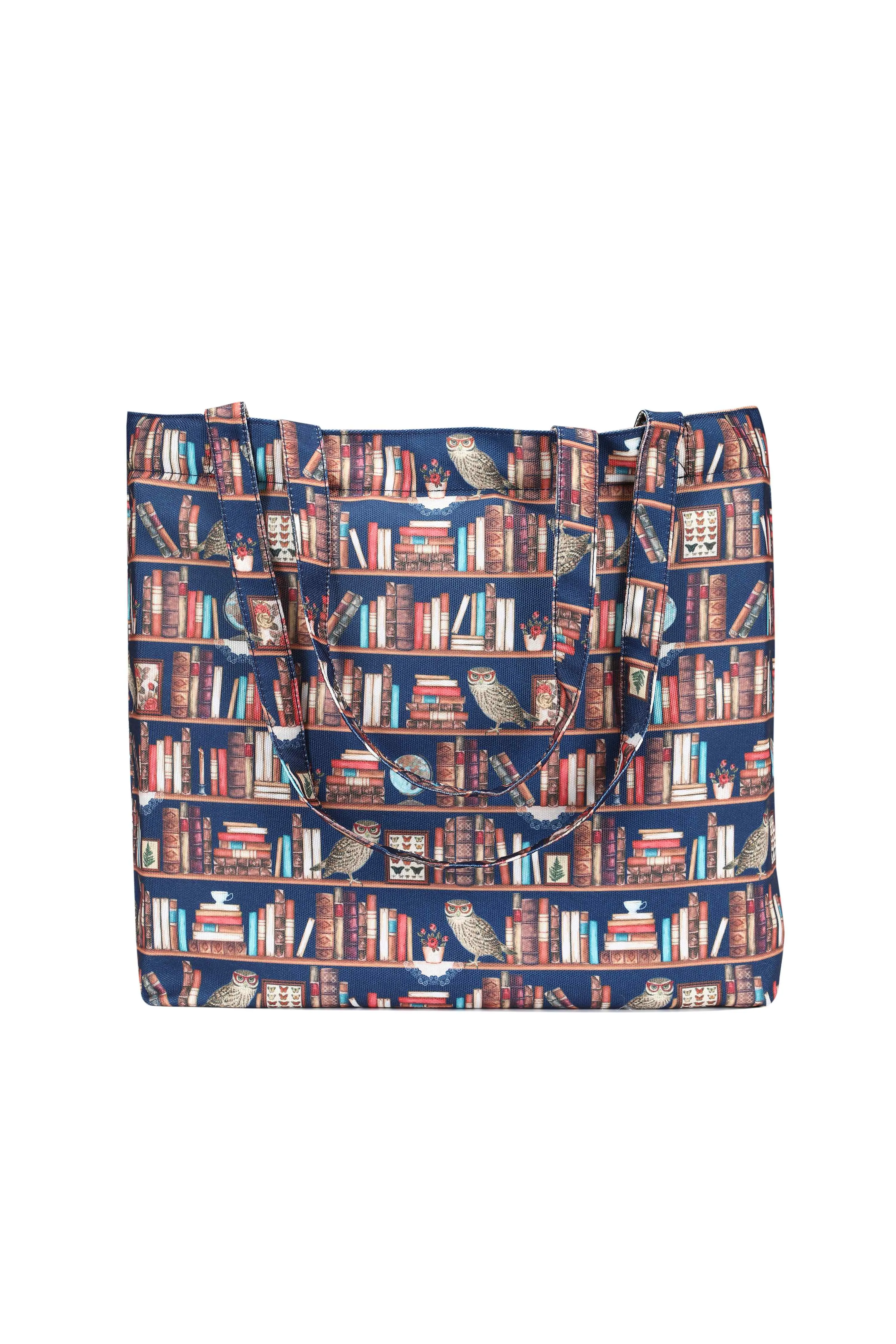 Book & Owl Print Tote Bag