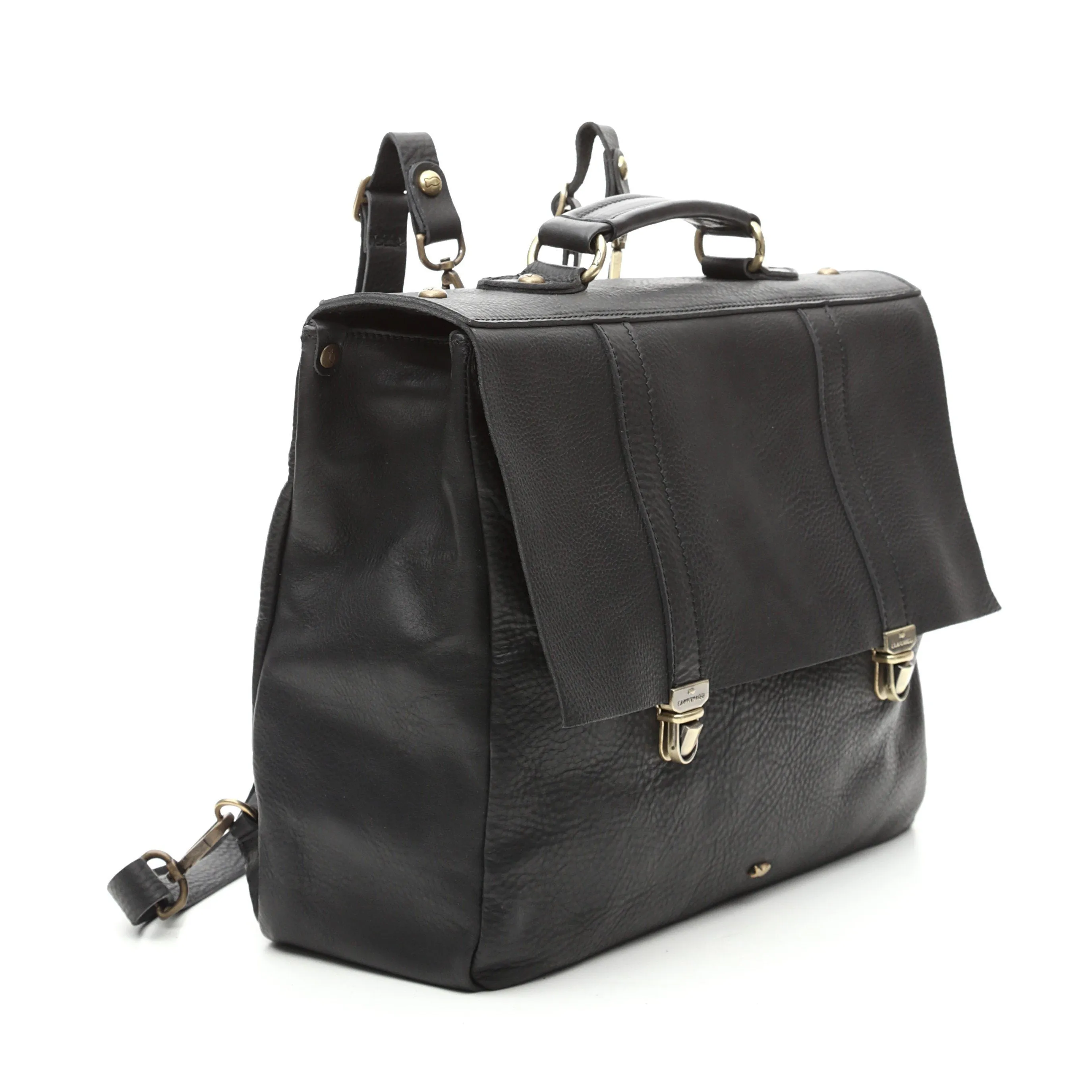 Campomaggi Leather Briefcase Backpack, Black