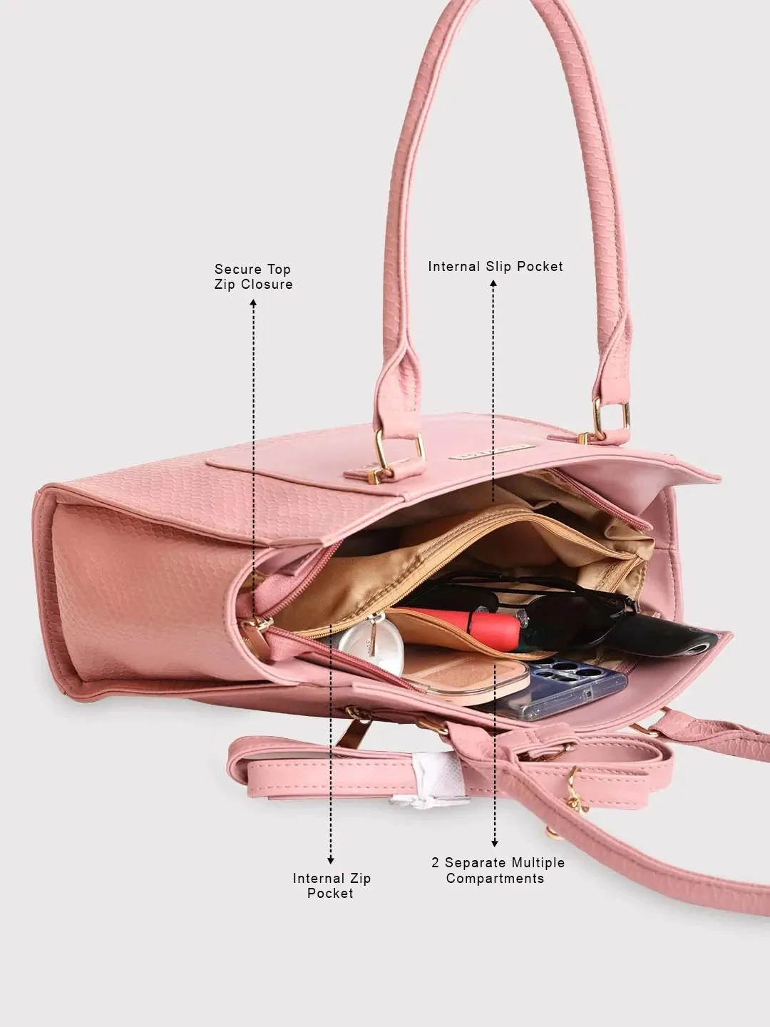 Caprese Fiona Tote Medium Office Handbag Light Pink