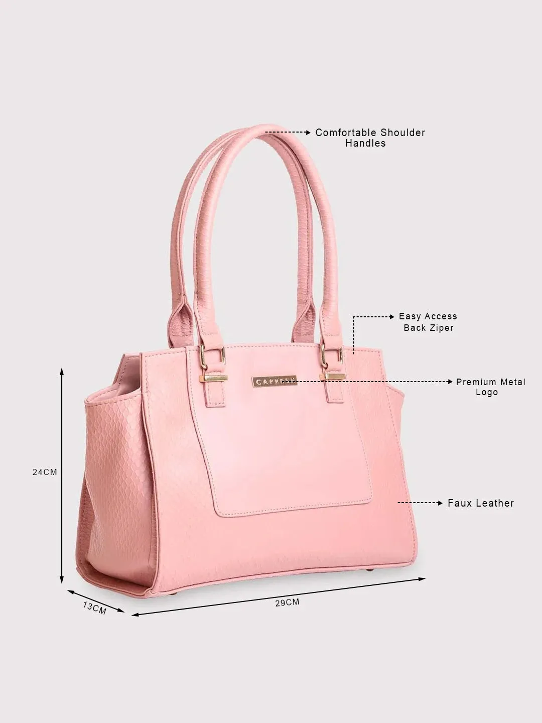 Caprese Fiona Tote Medium Office Handbag Light Pink