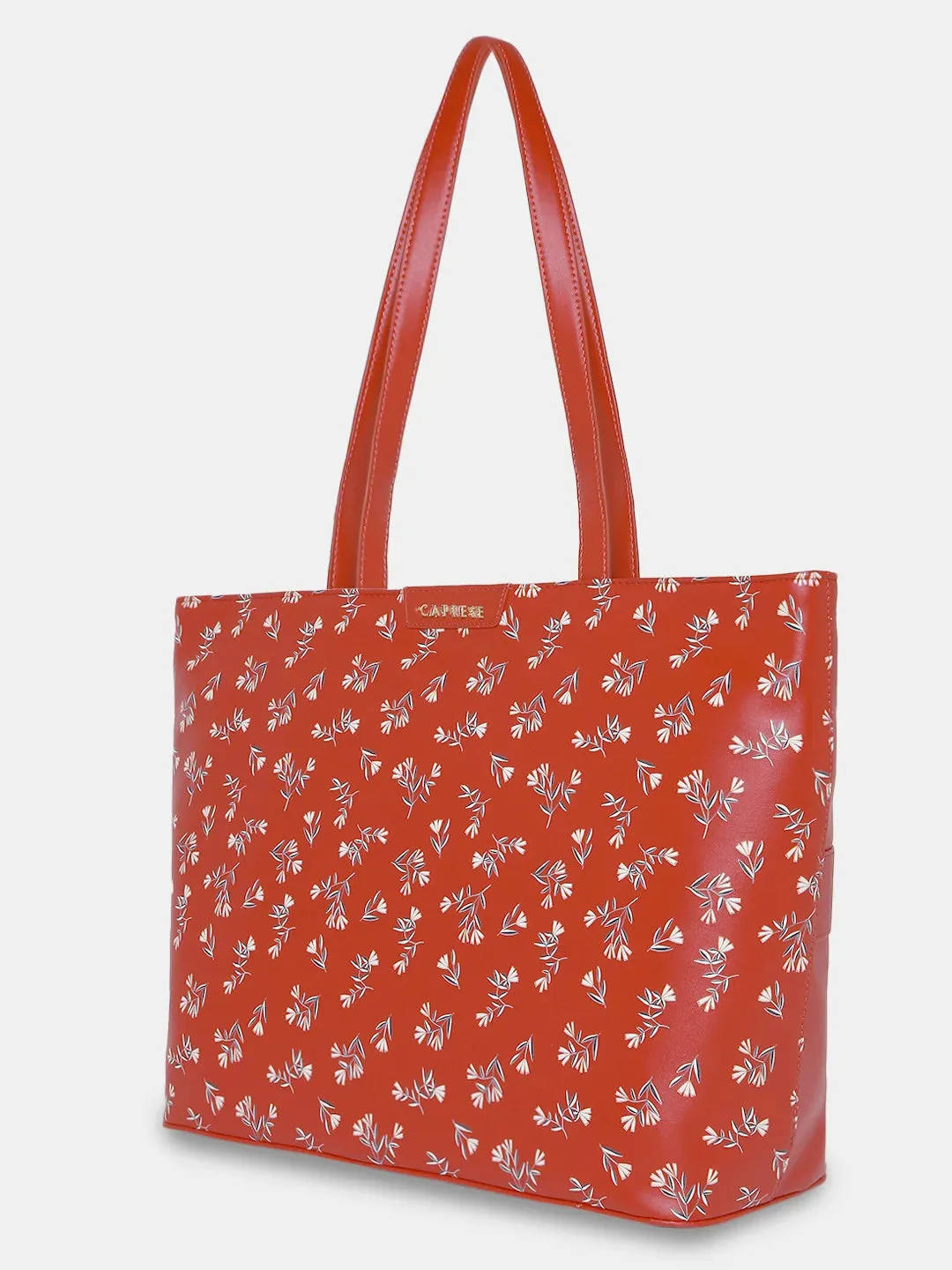 Caprese Merida Laptop Tote Large Printed Women'S Office Handbag Red