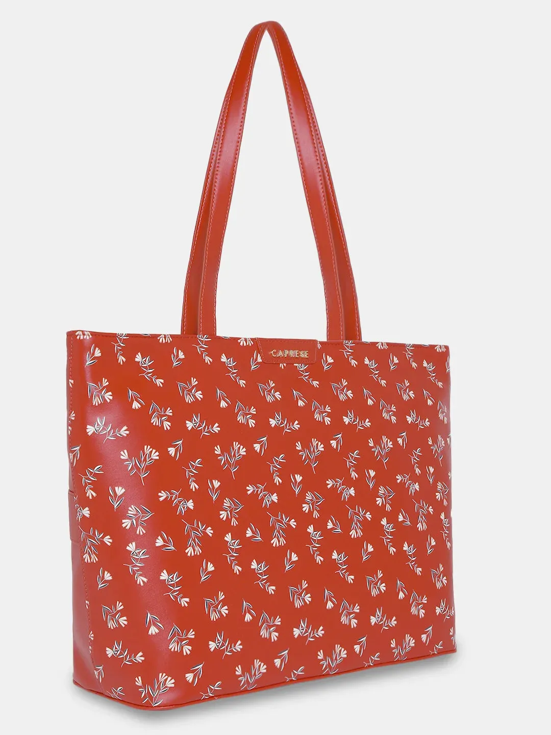 Caprese Merida Laptop Tote Large Printed Women'S Office Handbag Red