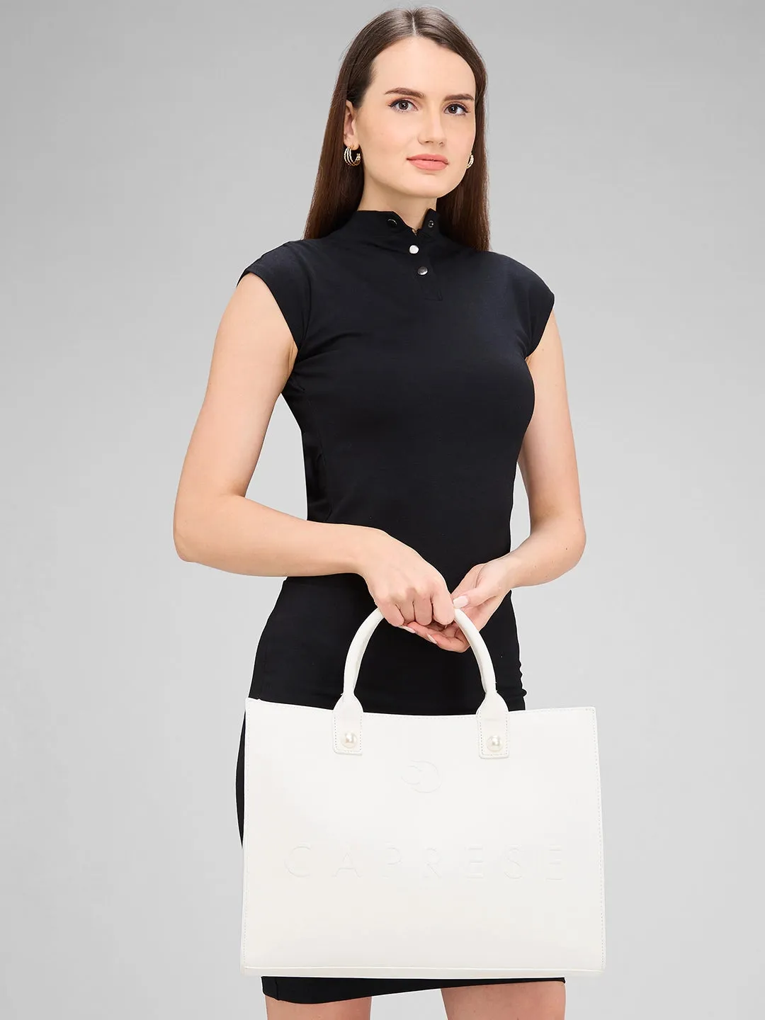 Caprese Pink Cloud Tote Large Women Handbag | Office Handbag White