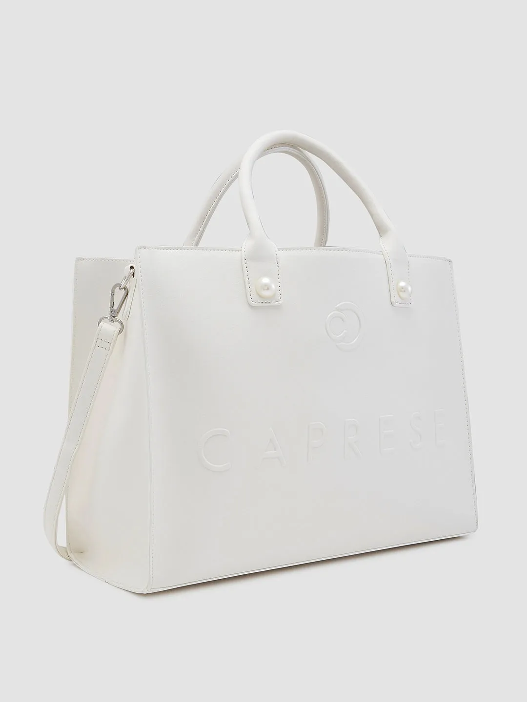 Caprese Pink Cloud Tote Large Women Handbag | Office Handbag White