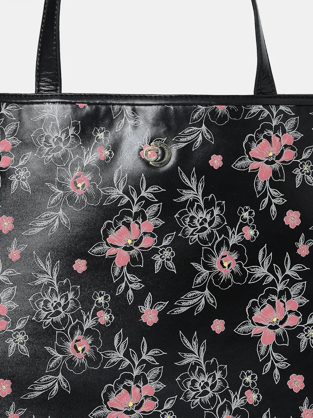 Caprese Snow Laptop Tote Large Printed Women'S Office Handbag Black