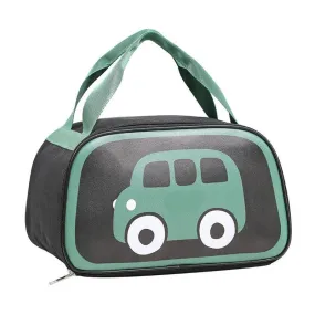 Children Bus Cartoon Foil Insulated Lunch Bag -AMP BLACK AND GREEN