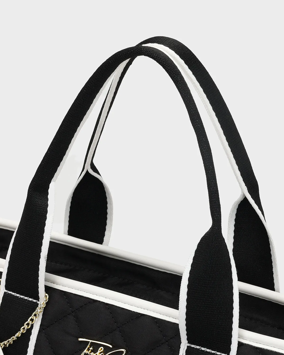 Diamond Stitch Tote Bag in Black