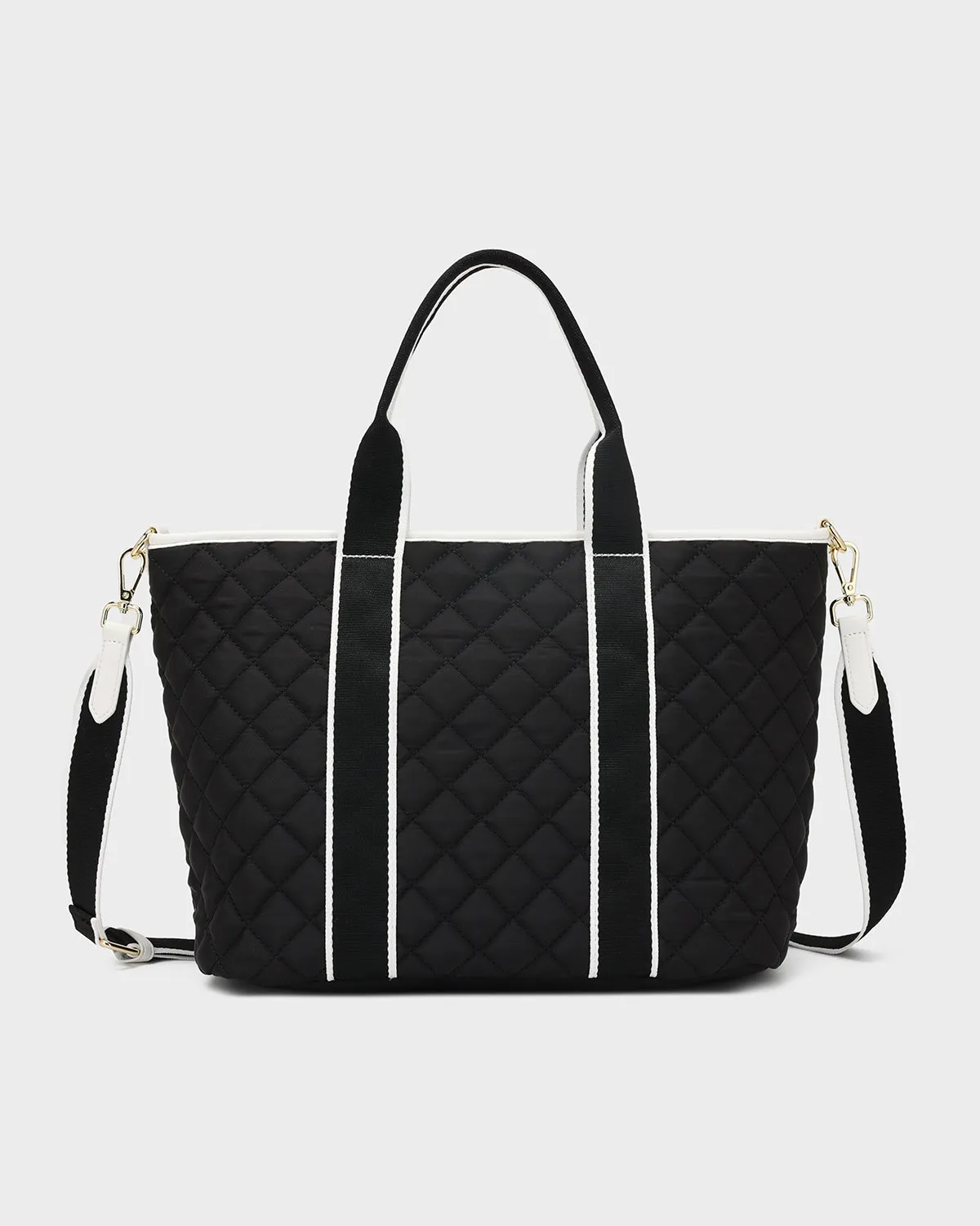 Diamond Stitch Tote Bag in Black