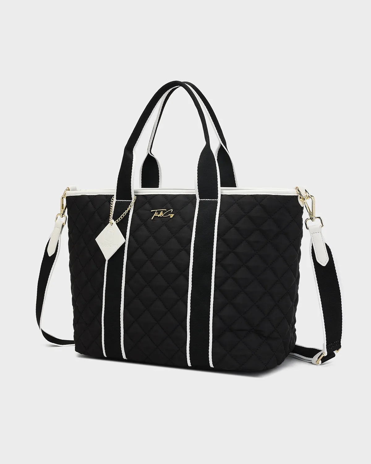 Diamond Stitch Tote Bag in Black