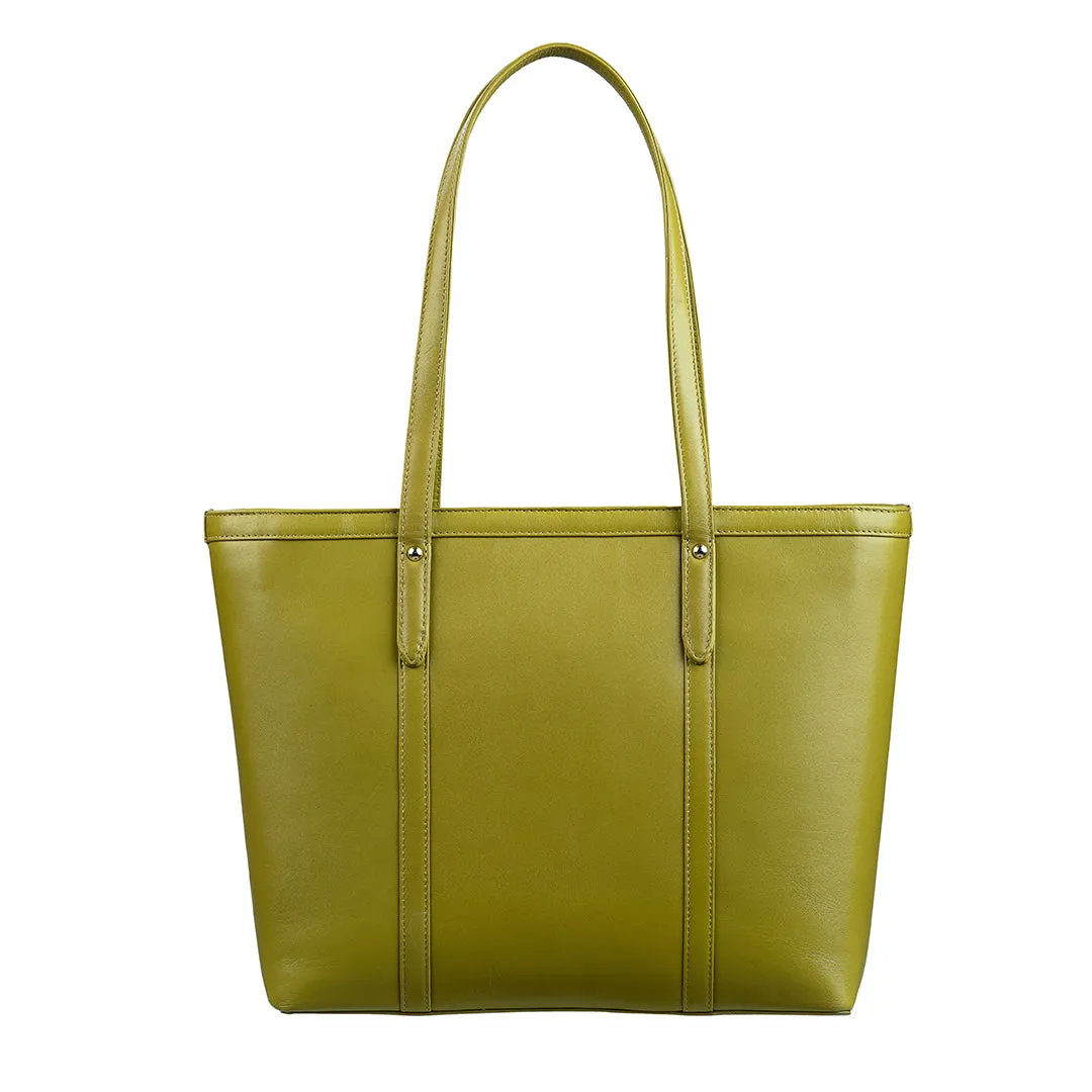 Elegant Tote Bag For Woman |Genuine Leather Handbag for Ladies | Ideal For Office & Travel | Color: Lemon Green