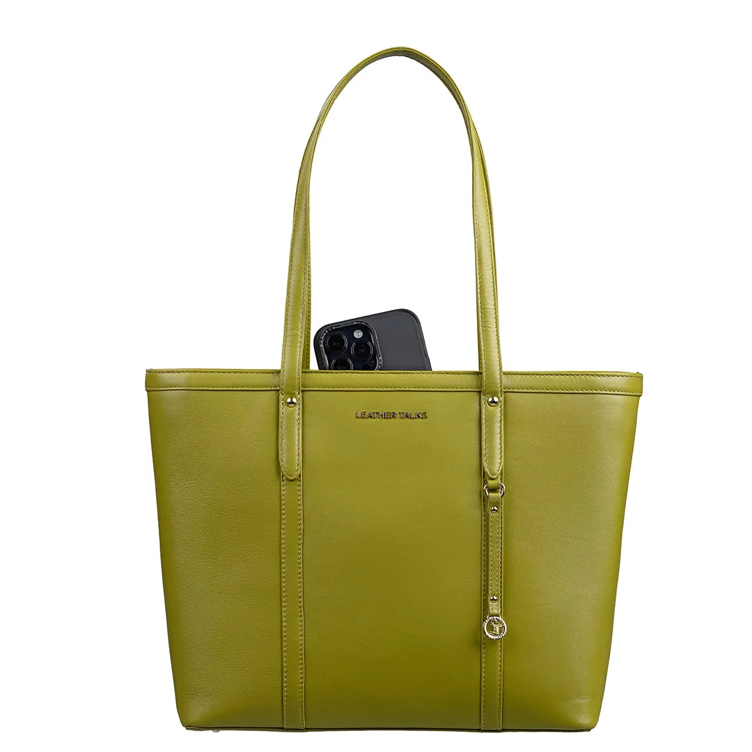 Elegant Tote Bag For Woman |Genuine Leather Handbag for Ladies | Ideal For Office & Travel | Color: Lemon Green