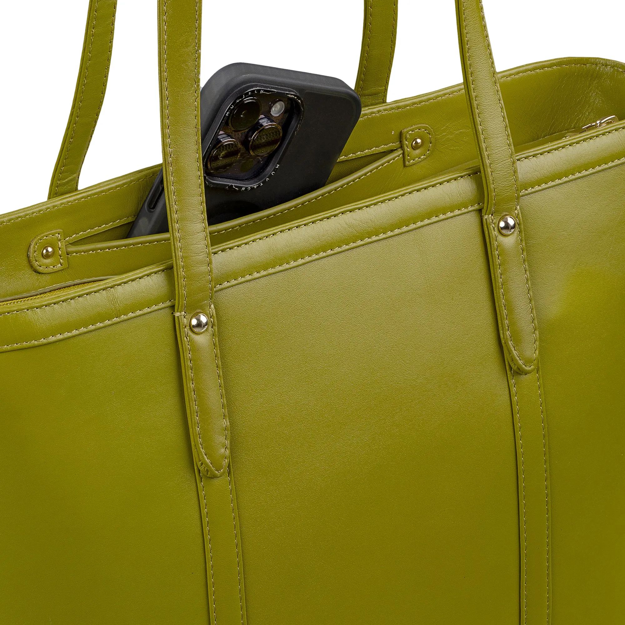 Elegant Tote Bag For Woman |Genuine Leather Handbag for Ladies | Ideal For Office & Travel | Color: Lemon Green