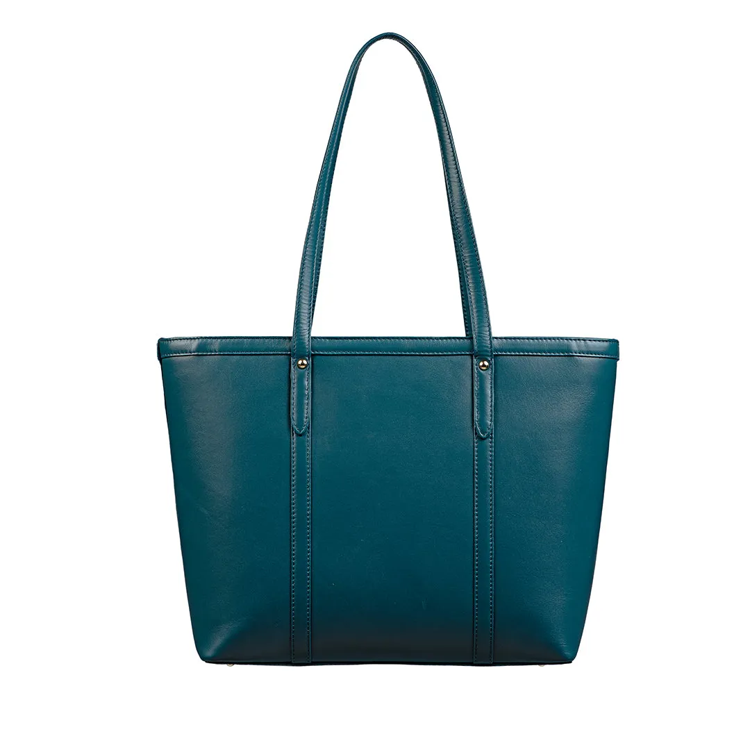 Elegant Tote Bag For Woman |Genuine Leather Handbag for Ladies | Ideal For Office & Travel | Color: Teal Blue