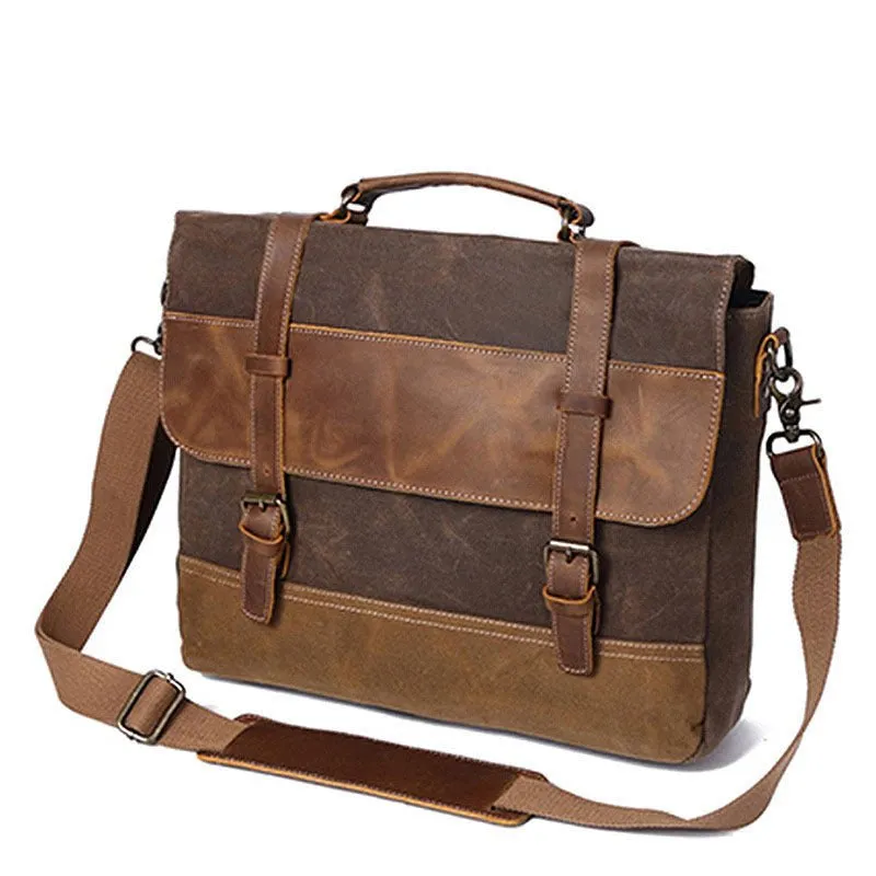 Fashion Men's Canvas Shoulder Messenger Bag Briefcase