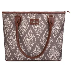 Gleevers The Clownfish Percy Printed Handicraft Fabric Handbag for Women Office Bag Ladies Shoulder Bag Tote for Women College Girls (Brown)