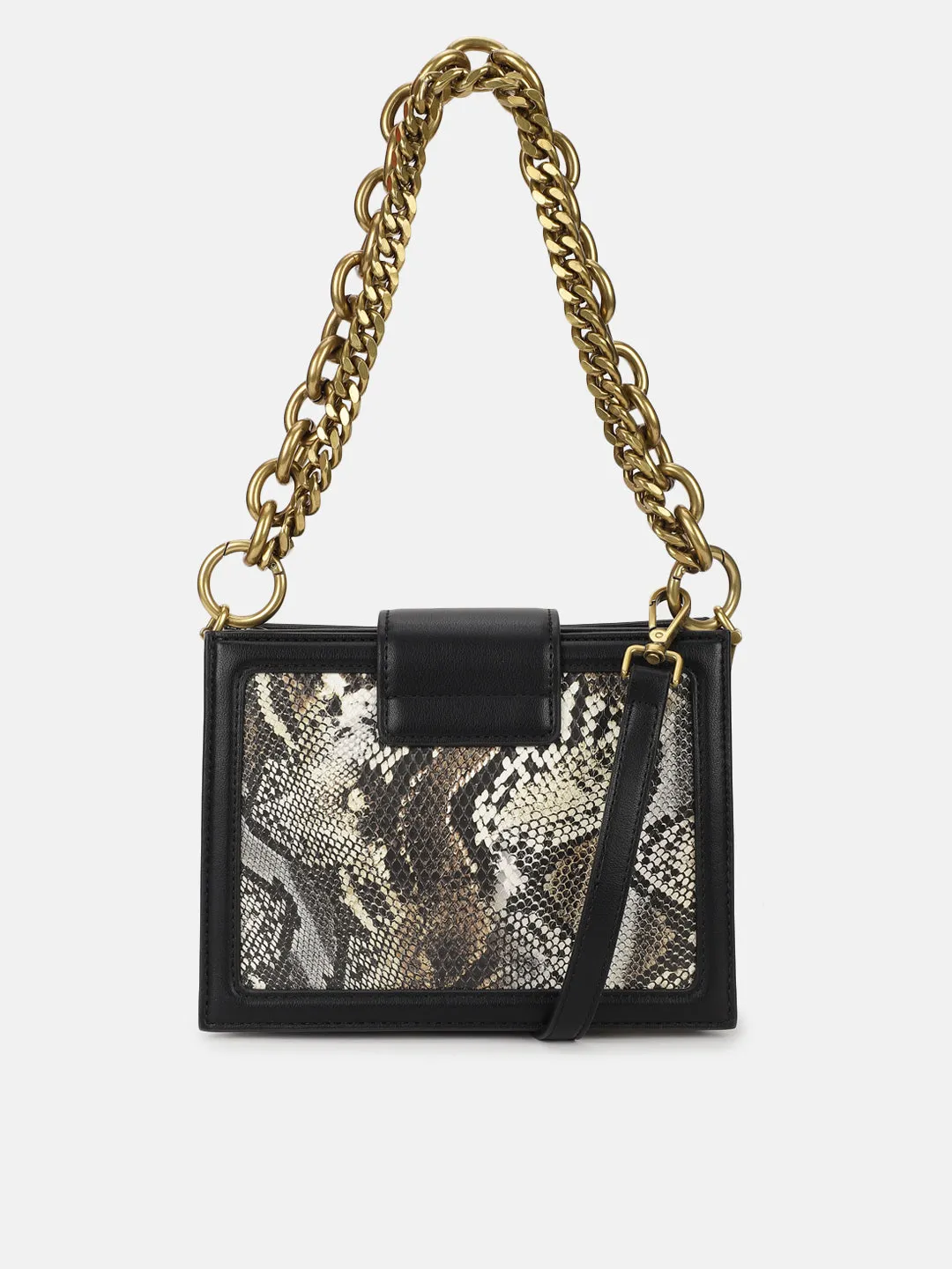 Just Cavalli Women Black Printed Crossbody Bag