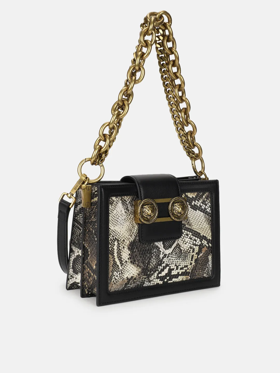 Just Cavalli Women Black Printed Crossbody Bag