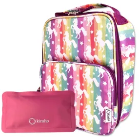 kinsho Unicorn Lunch Box for Girls with Ice Pack Cute Large Insulated Bag Pink Purple