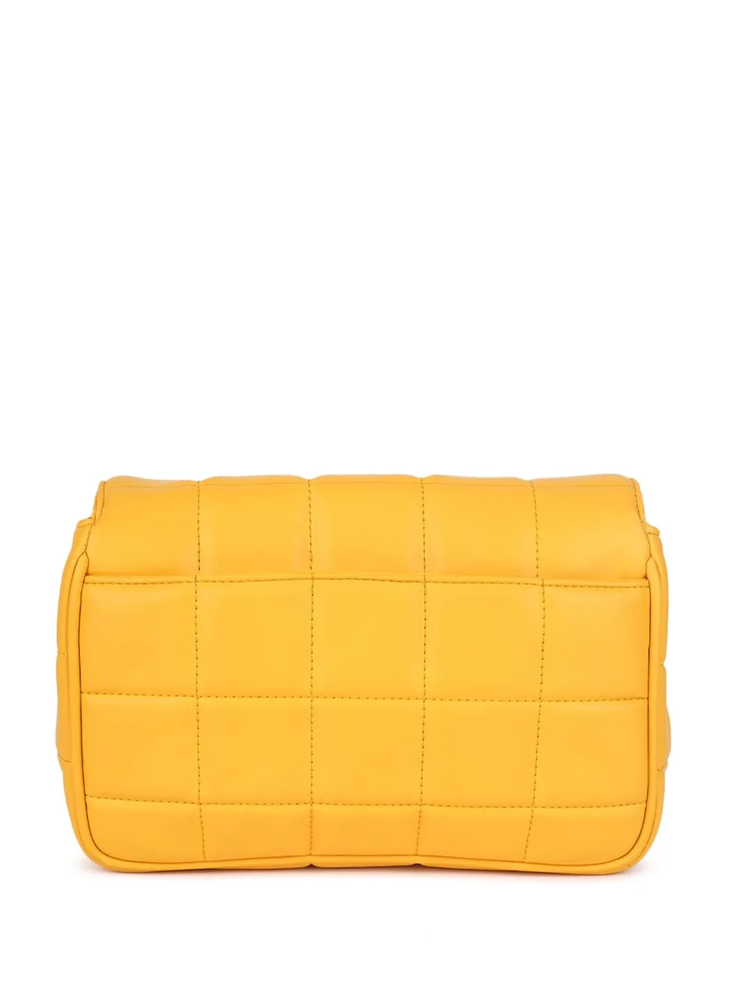 KLEIO Vegan Leather Quilted Elegant Sling Bag For Women with Flap Closure (Yellow) | Casual Crossbody Bag for Girls for Everyday Use | Suitable for Parties, Functions, College & Office