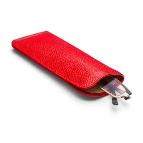 Large Leather Glasses Case - Red Pebble Grain