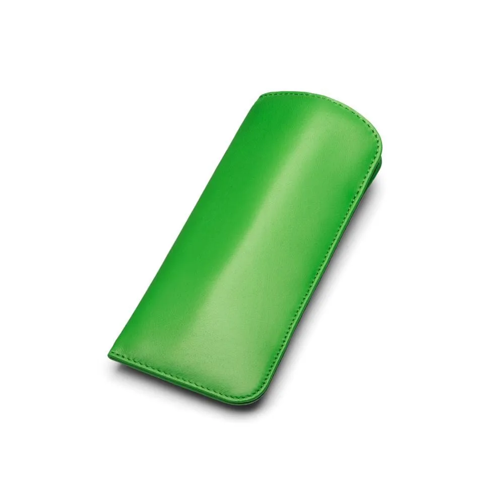 Large Leather Glasses Case - Soft Emerald