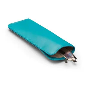 Large Leather Glasses Case - Soft Turquoise