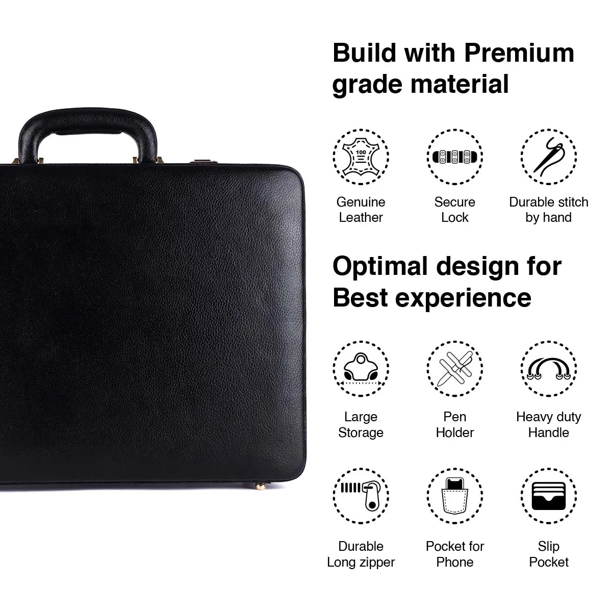 Leather Briefcase for Men - Executive Bag for Business & Travel with Combination Lock and Multiple Compartments