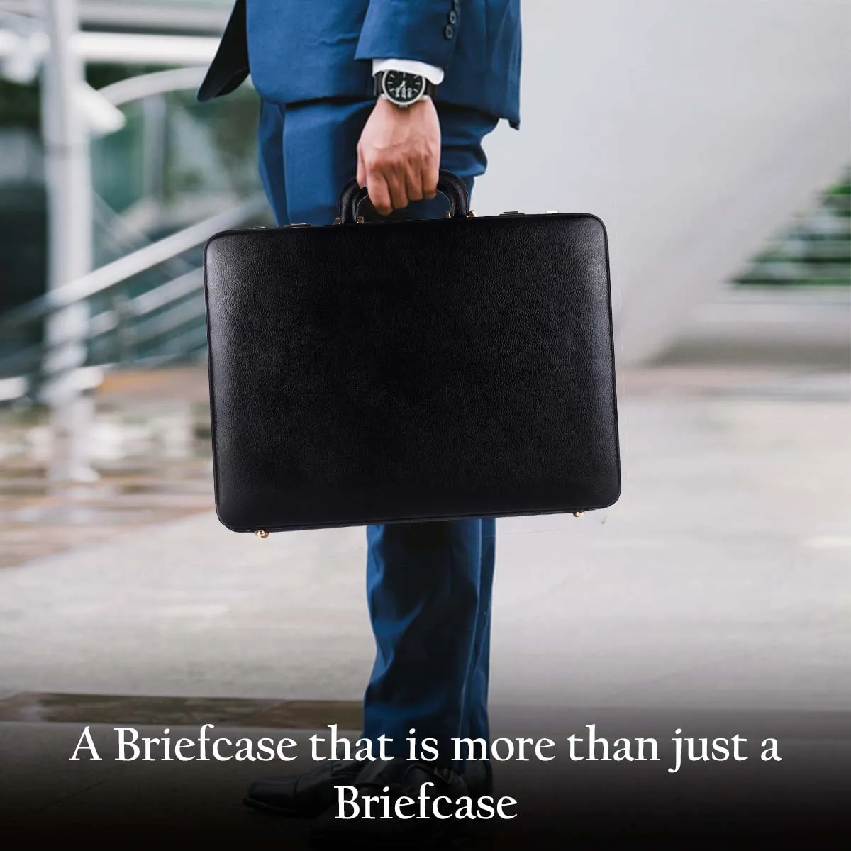 Leather Briefcase for Men - Executive Bag for Business & Travel with Combination Lock and Multiple Compartments