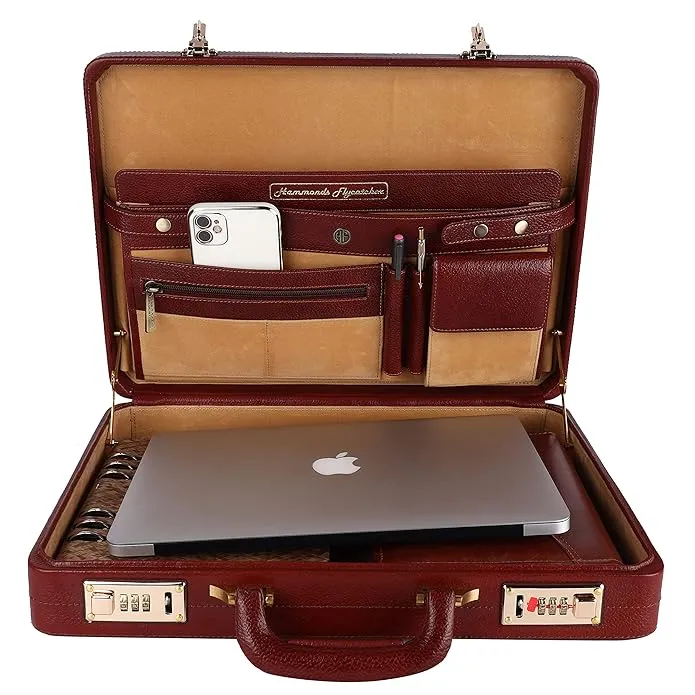 Leather Briefcase for Men - Executive Bag for Business & Travel with Combination Lock and Multiple Compartments