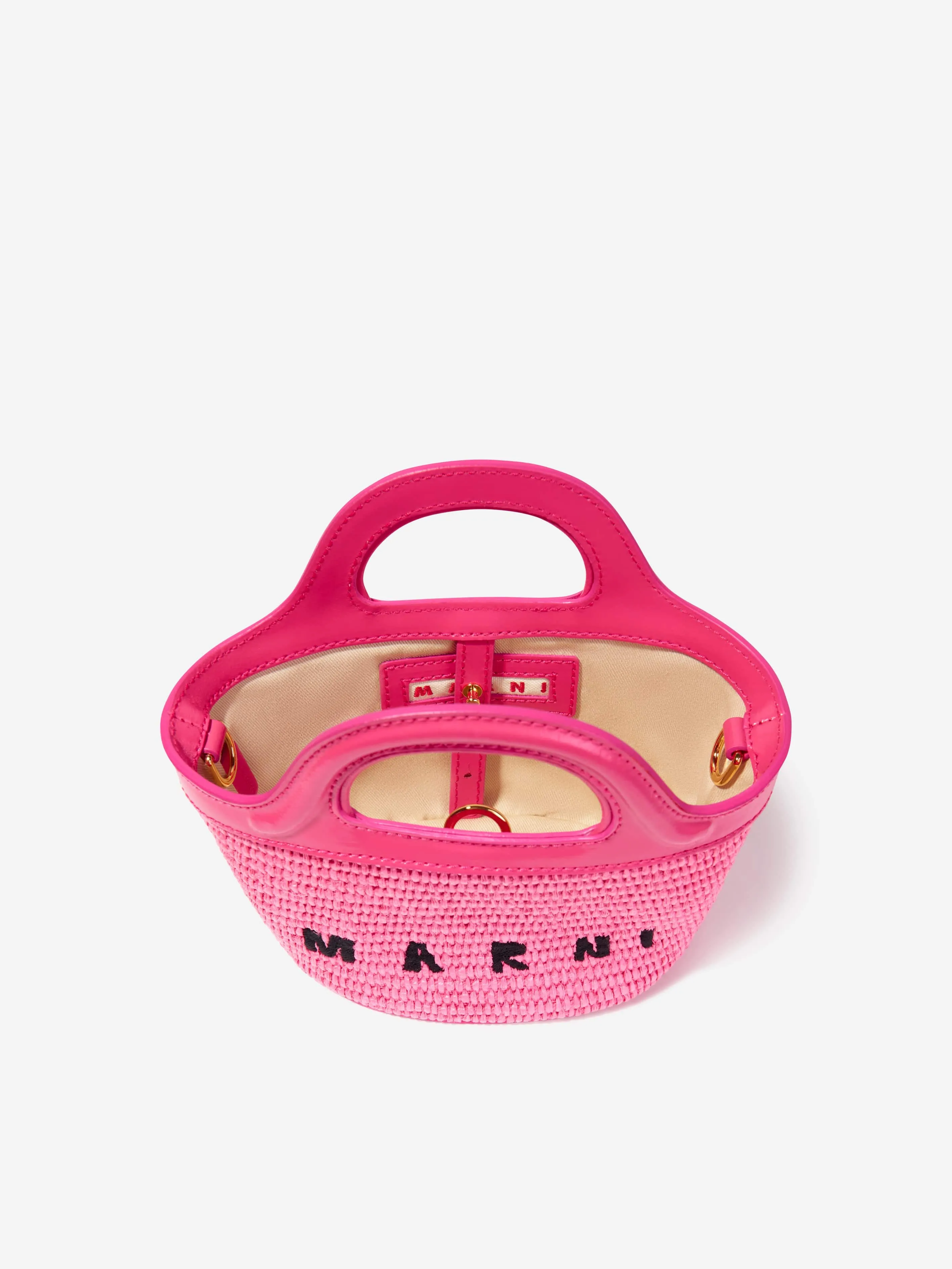 MARNI Girls Shoulder Basket Bag in Pink