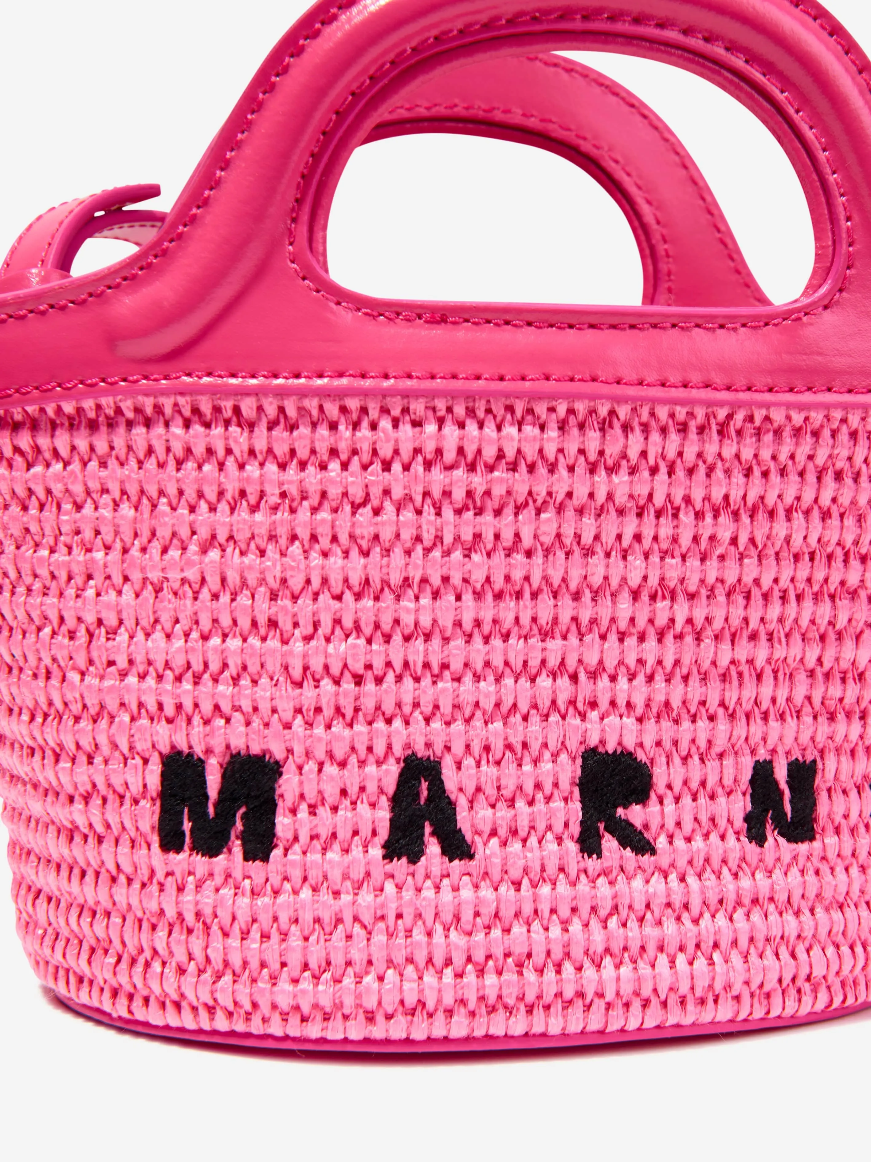 MARNI Girls Shoulder Basket Bag in Pink