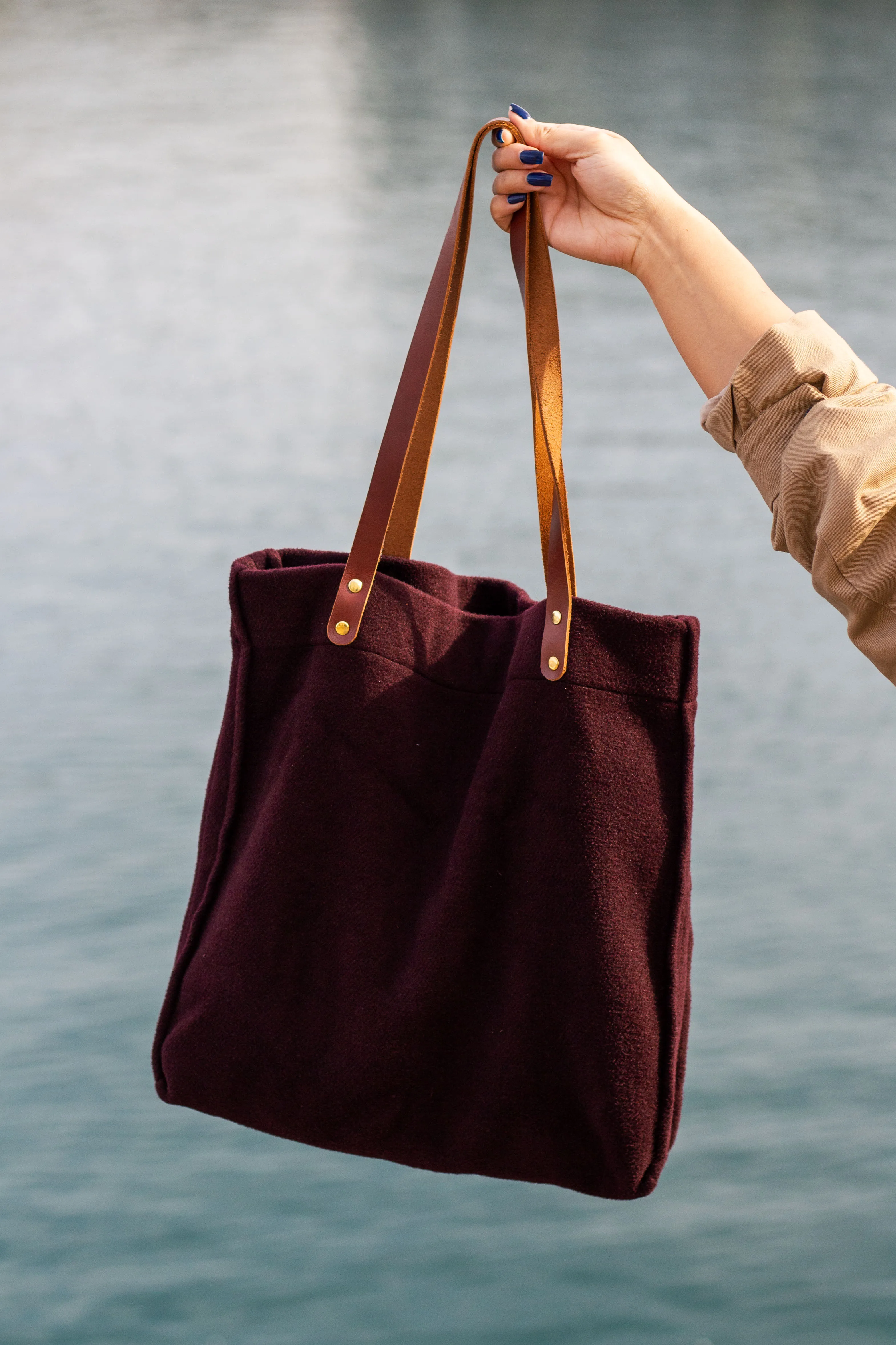 Melton Tote Bag | Plum