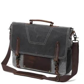 Mens Waxed Canvas Briefcase for Laptop