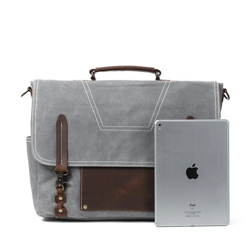 Mens Waxed Canvas Briefcase for Laptop