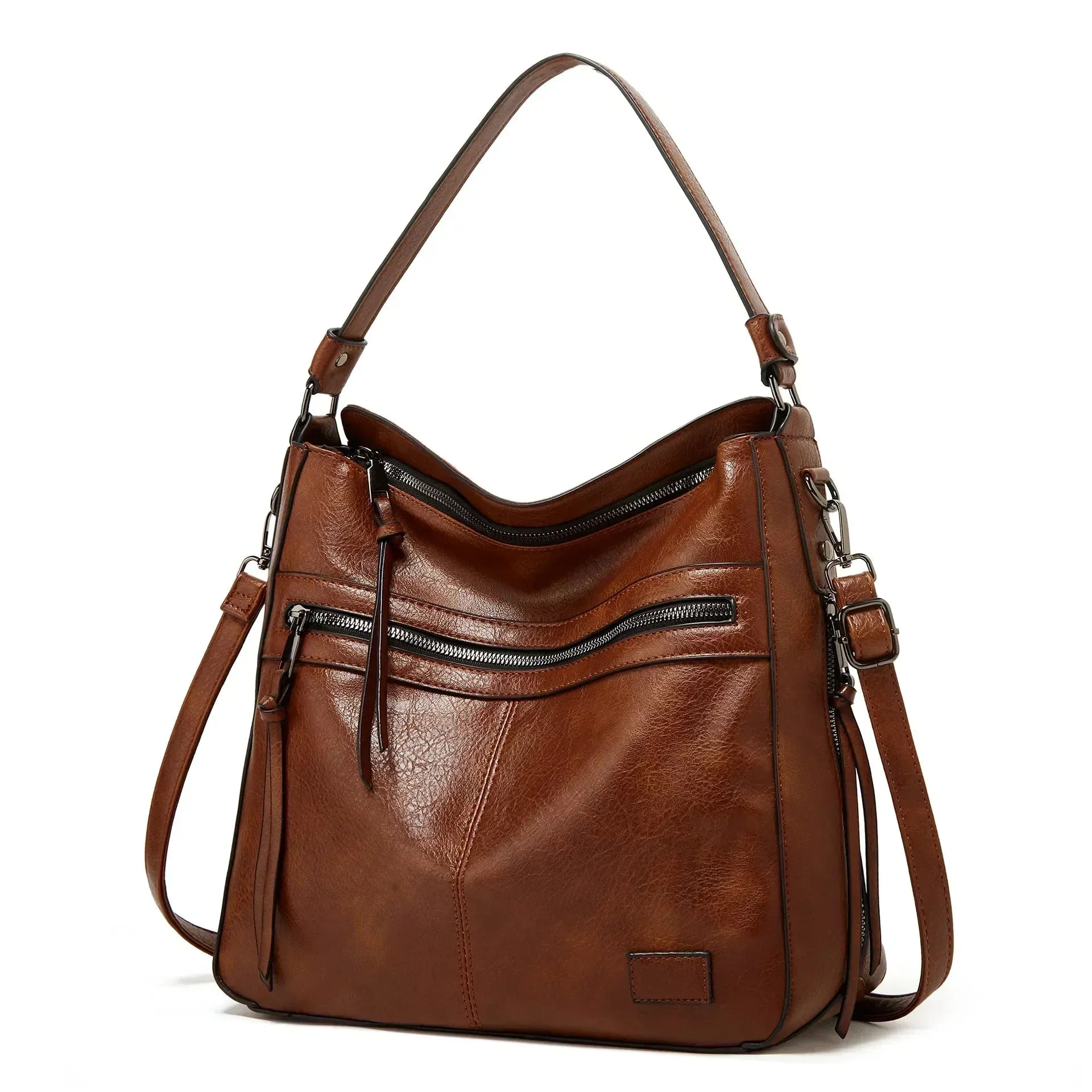 Multi-Zip Leather Bag