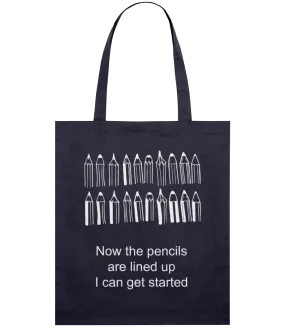 Navy Light Tote Bag - Pencils lined up