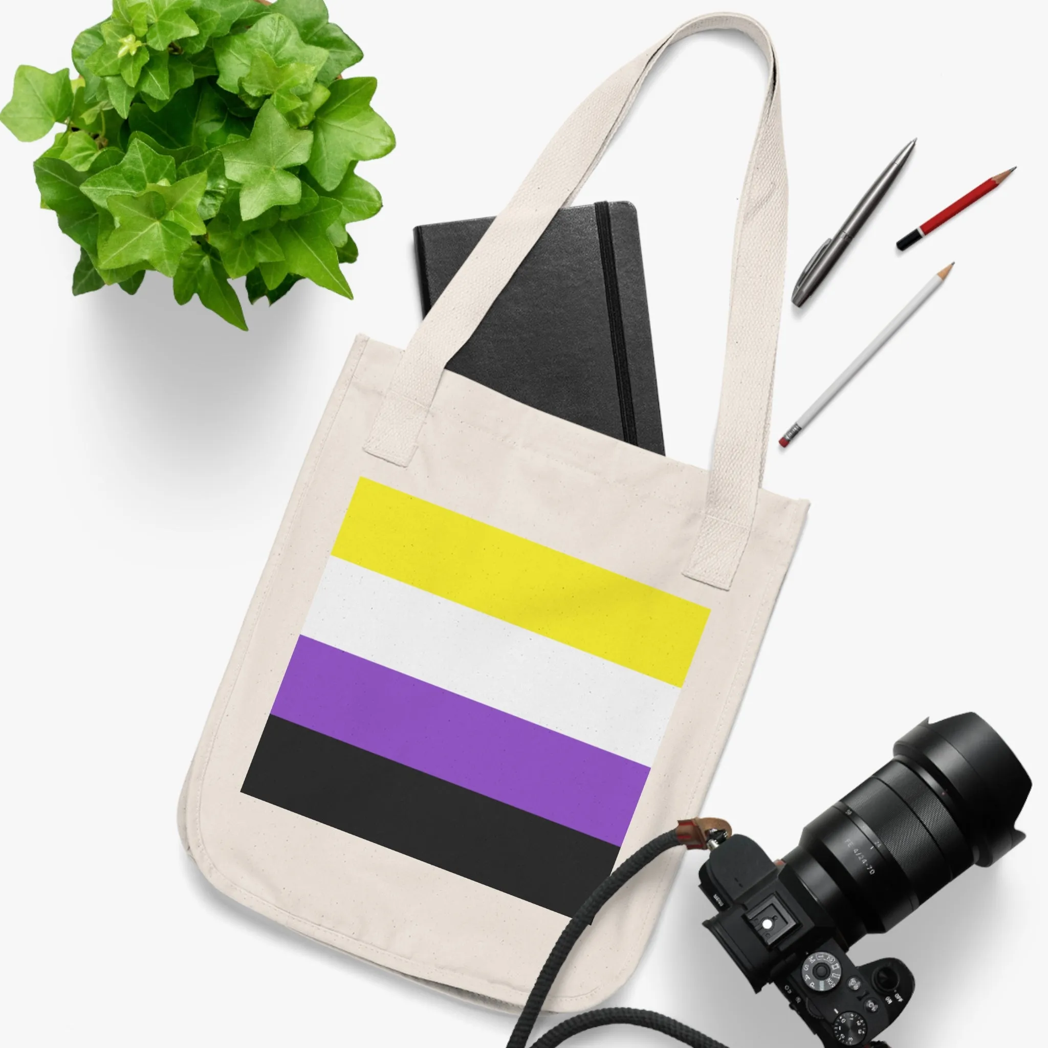 Nonbinary Pride Organic Canvas Tote Bag - Eco-Friendly Carryall for Celebrations