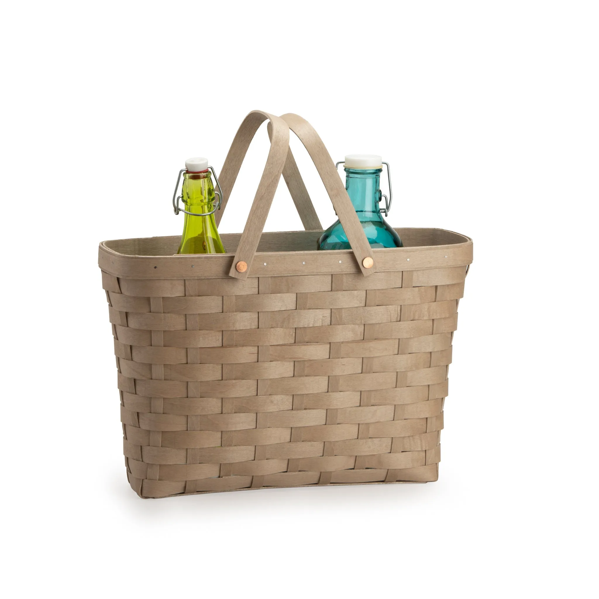 Pale Grey Handled Tote Basket