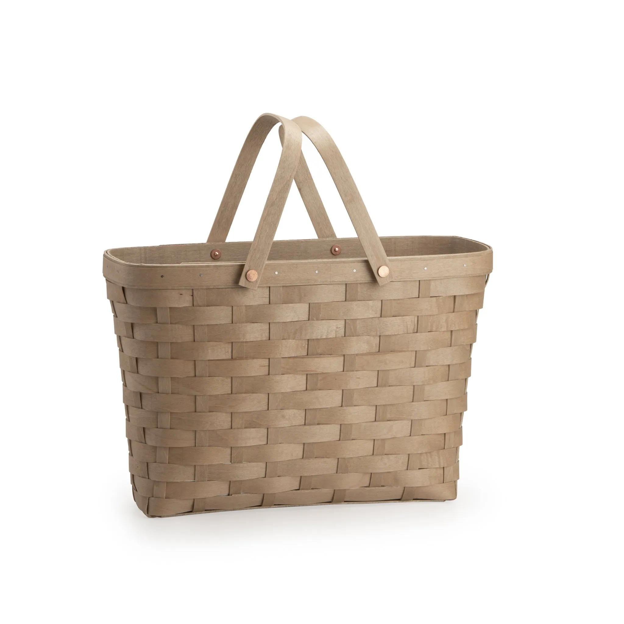 Pale Grey Handled Tote Basket