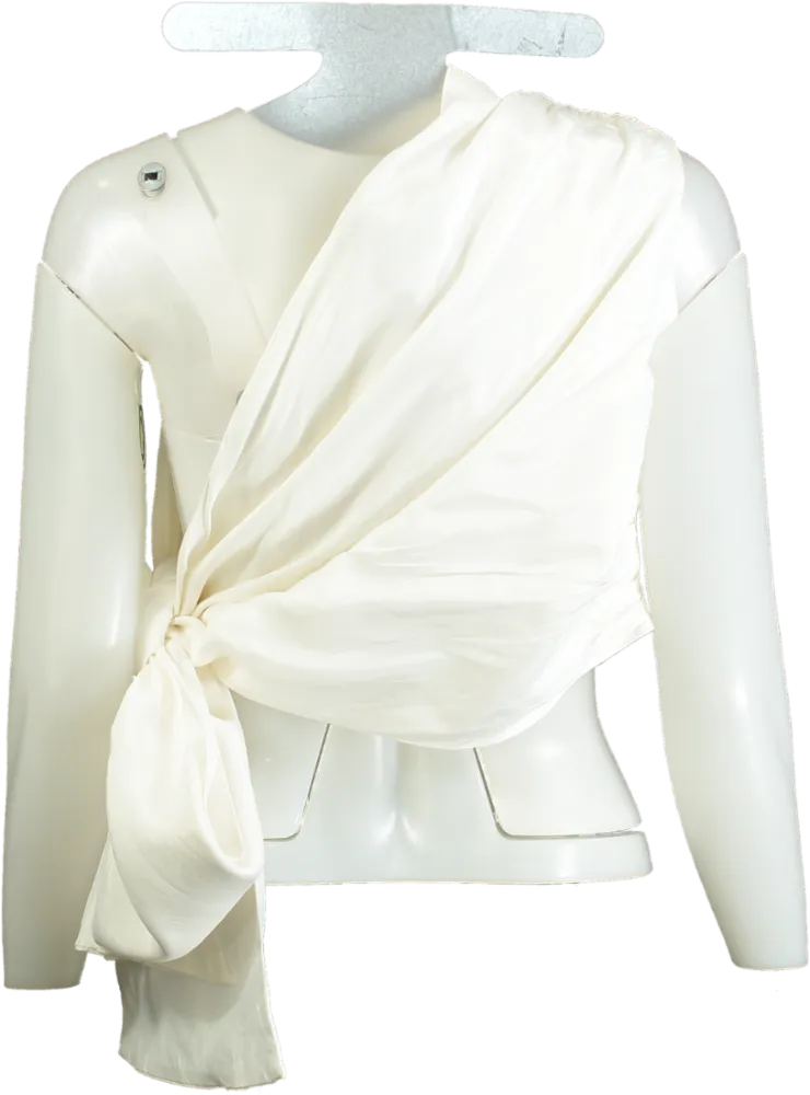 Paper London White Asymmetric Draped Top UK 12