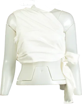 Paper London White Asymmetric Draped Top UK 12